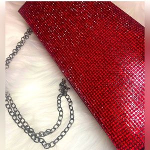 Red clutch with chain- new